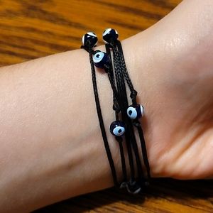 Black Evil Eye Wrap Bracelet - Beaded